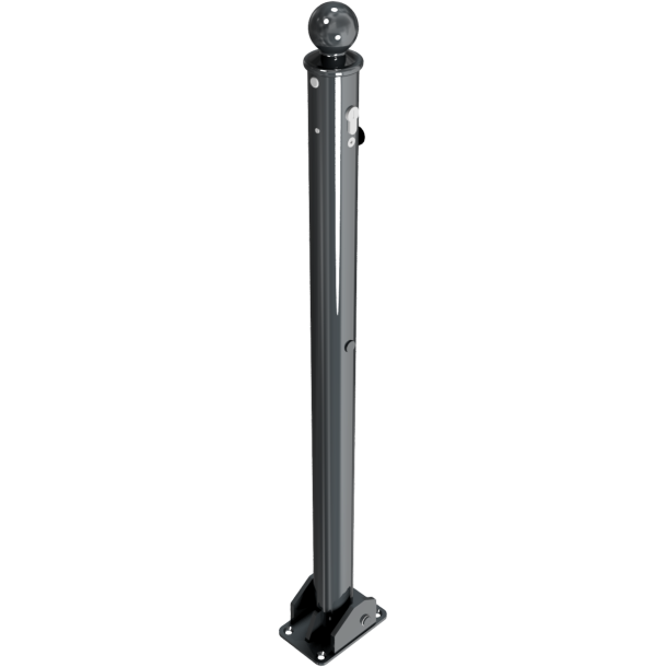 Ornamental bollard | Series 465B | � 60 mm | foldable, self-engaging lock,to be fixed by plugs, with base plate 100 x 150 mm | with Euro profile cylinder lock and three keys | with 1 eyelet
